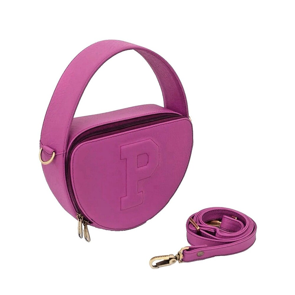 Parchita Pink Half Moon Crossbody Bag Purse Faux Leather “P” Logo